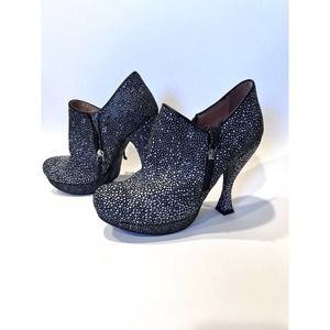 John Fluevog Memories II Memento Black Fish Women’s 10 Bootie Heels/ Fits Small